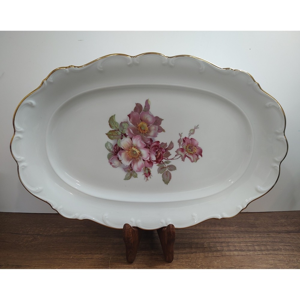 14" SCHUMANN Arzberg BAVARIA Germany Oval Serving Platter Briar Rose 025/36